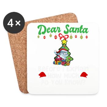 Dear Santa Before I Explain How Much Do You Know - Coasters (set of 4) - white - Front