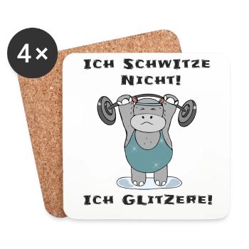 Ich schwitze nicht ich glitzere Dickes Nilpferd - Untersetzer (4er-Set) - Weiß - Vorne
