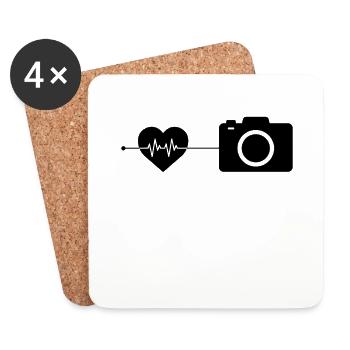 Camera Photography Heartbeat - Coasters (set of 4) - white - Front