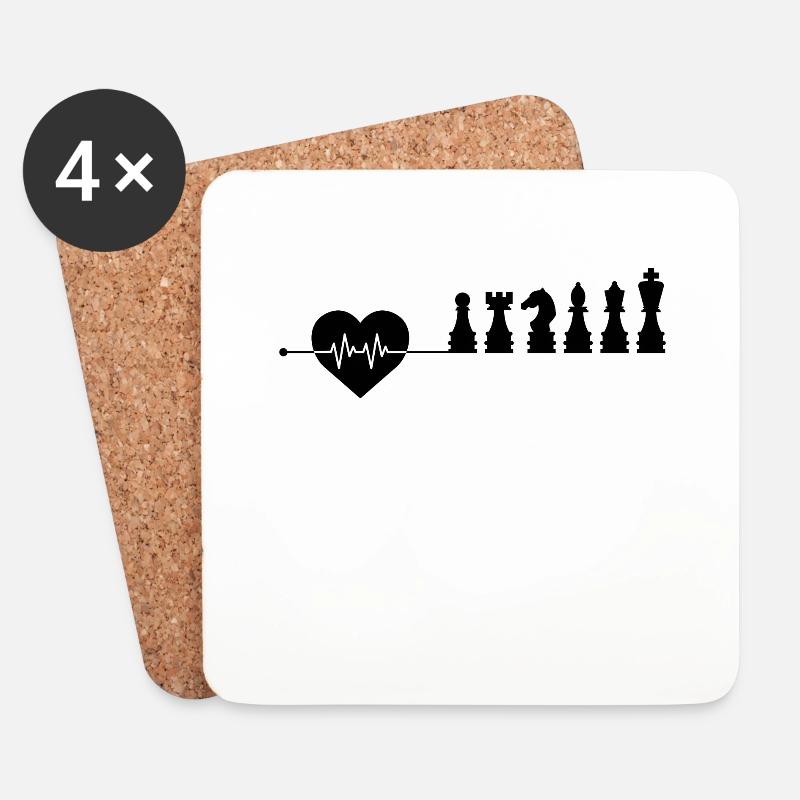 Schach Herzschlag - Untersetzer (4er-Set) - Weiß