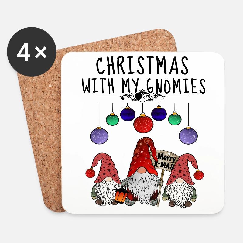 Weihnachts Wichtel Familie - Untersetzer (4er-Set) - Weiß