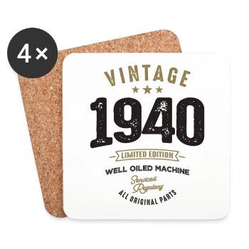 Millésime 1940 82e anniversaire - Dessous de verre (lot de 4) - blanc - Devant