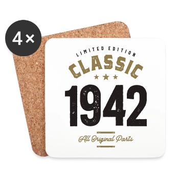 Classic 1942 80th Birthday - Coasters (set of 4) - white - Front