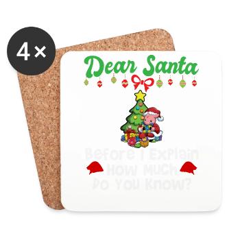 Cher Père Noël avant que j’explique combien savez-vous - Dessous de verre (lot de 4) - blanc - Devant