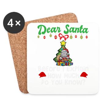 Cher Père Noël avant que j’explique combien savez-vous - Dessous de verre (lot de 4) - blanc - Devant