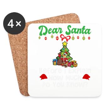 Cher Père Noël avant que j’explique combien savez-vous - Dessous de verre (lot de 4) - blanc - Devant