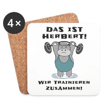 Das ist Herbert wir trainieren zusammen Krafsport - Untersetzer (4er-Set) - Weiß - Vorne