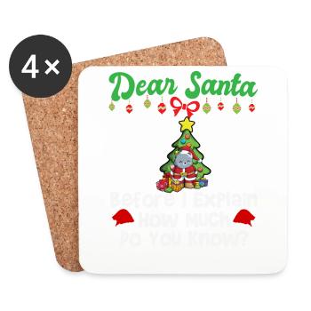 Dear Santa Before I Explain How Much Do You Know - Untersetzer (4er-Set) - Weiß - Vorne