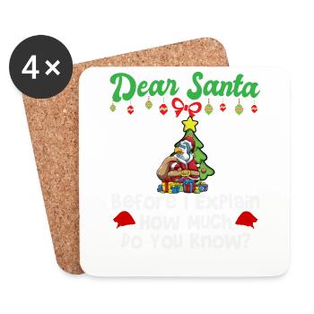Dear Santa Before I Explain How Much Do You Know - Coasters (set of 4) - white - Front