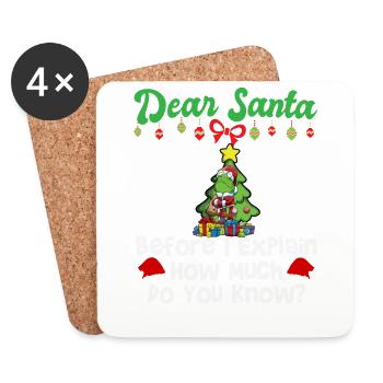 Cher Père Noël avant que j’explique combien savez-vous - Dessous de verre (lot de 4) - blanc - Devant