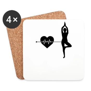Rythme cardiaque de yoga - Dessous de verre (lot de 4) - blanc - Devant