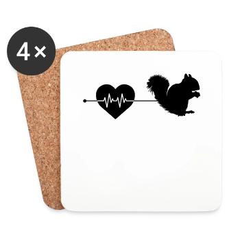 Rythme cardiaque d’écureuil - Dessous de verre (lot de 4) - blanc - Devant