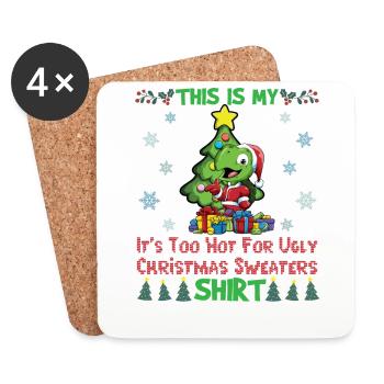 C’est mon pull de Noël C’est trop chaud pour un pull de Noël moche - Dessous de verre (lot de 4) - blanc - Devant