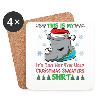 C’est mon pull de Noël C’est trop chaud pour un pull de Noël moche - Dessous de verre (lot de 4) - blanc - Devant