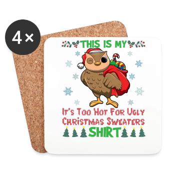 C’est mon pull de Noël C’est trop chaud pour un pull de Noël moche - Dessous de verre (lot de 4) - blanc - Devant