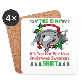 C’est mon pull de Noël C’est trop chaud pour un pull de Noël moche - Dessous de verre (lot de 4) - blanc - Devant