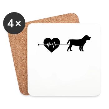 Battements de cœur de chien - Dessous de verre (lot de 4) - blanc - Devant
