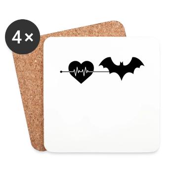 Battement de cœur de chauve-souris - Dessous de verre (lot de 4) - blanc - Devant