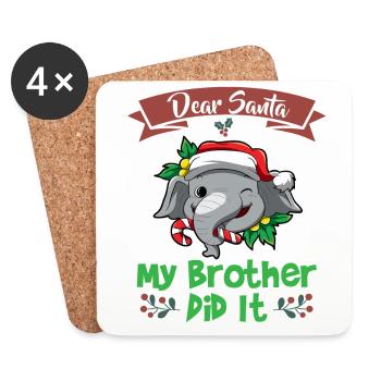 Dear Santa My Brother Did It Siblings Christmas - Coasters (set of 4) - white - Front