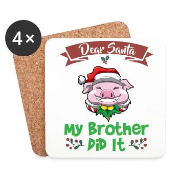 Dear Santa My Brother Did It Siblings Christmas - Coasters (set of 4) - white - Front