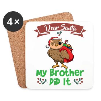 Dear Santa My Brother Did It Siblings Christmas - Coasters (set of 4) - white - Front