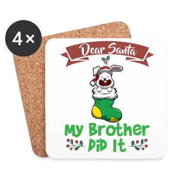 Dear Santa My Brother Did It Siblings Christmas - Coasters (set of 4) - white - Front