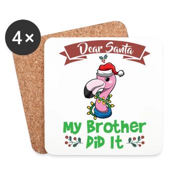 Dear Santa My Brother Did It Siblings Christmas - Coasters (set of 4) - white - Front
