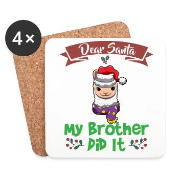 Dear Santa My Brother Did It Siblings Christmas - Coasters (set of 4) - white - Front