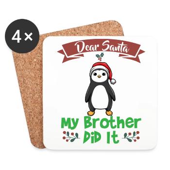 Dear Santa My Brother Did It Siblings Christmas - Coasters (set of 4) - white - Front