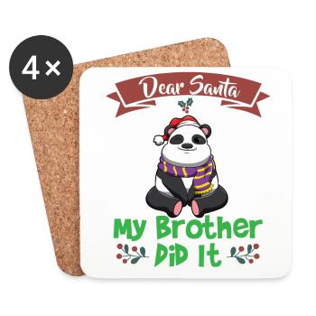 Dear Santa My Brother Did It Siblings Christmas - Coasters (set of 4) - white - Front
