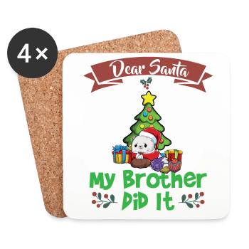 Dear Santa My Brother Did It Siblings Christmas - Coasters (set of 4) - white - Front