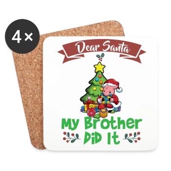 Dear Santa My Brother Did It Siblings Christmas - Coasters (set of 4) - white - Front