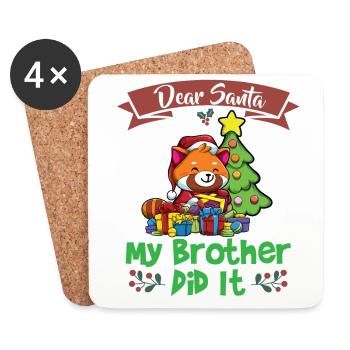 Dear Santa My Brother Did It Siblings Christmas - Coasters (set of 4) - white - Front