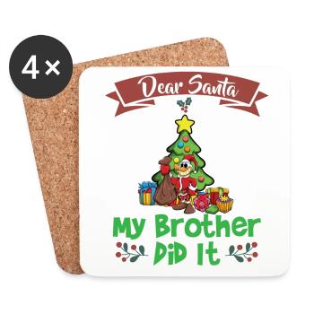 Dear Santa My Brother Did It Siblings Christmas - Coasters (set of 4) - white - Front