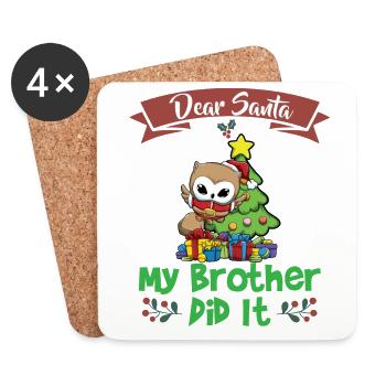 Dear Santa My Brother Did It Siblings Christmas - Coasters (set of 4) - white - Front