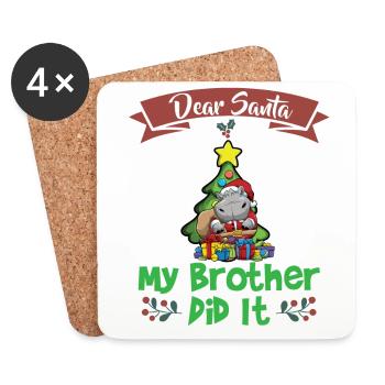 Dear Santa My Brother Did It Siblings Christmas - Coasters (set of 4) - white - Front