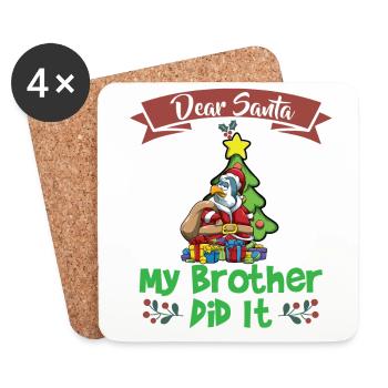 Dear Santa My Brother Did It Siblings Christmas - Coasters (set of 4) - white - Front