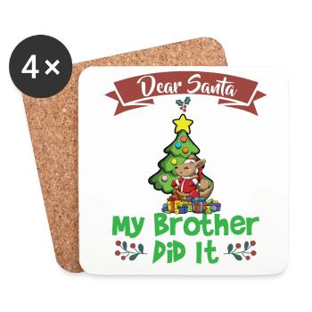 Dear Santa My Brother Did It Siblings Christmas - Coasters (set of 4) - white - Front