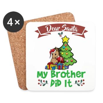 Dear Santa My Brother Did It Siblings Christmas - Coasters (set of 4) - white - Front