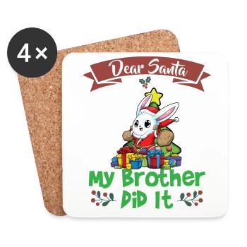 Dear Santa My Brother Did It Siblings Christmas - Coasters (set of 4) - white - Front