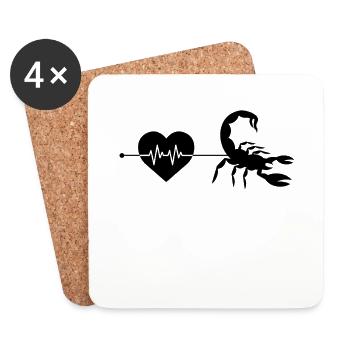 Cancer heartbeat - Coasters (set of 4) - white - Front