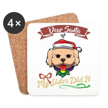Cher Père Noël Ma sœur l’a fait frères et sœurs Noël - Dessous de verre (lot de 4) - blanc - Devant