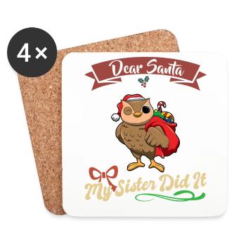 Cher Père Noël Ma sœur l’a fait frères et sœurs Noël - Dessous de verre (lot de 4) - blanc - Devant