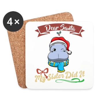 Cher Père Noël Ma sœur l’a fait frères et sœurs Noël - Dessous de verre (lot de 4) - blanc - Devant