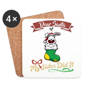 Dear Santa My Sister Did It Siblings Christmas - Untersetzer (4er-Set) - Weiß - Vorne