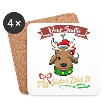 Cher Père Noël Ma sœur l’a fait frères et sœurs Noël - Dessous de verre (lot de 4) - blanc - Devant