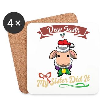 Cher Père Noël Ma sœur l’a fait frères et sœurs Noël - Dessous de verre (lot de 4) - blanc - Devant