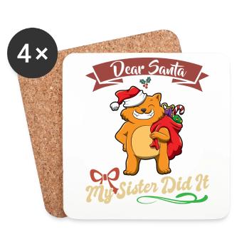 Cher Père Noël Ma sœur l’a fait frères et sœurs Noël - Dessous de verre (lot de 4) - blanc - Devant