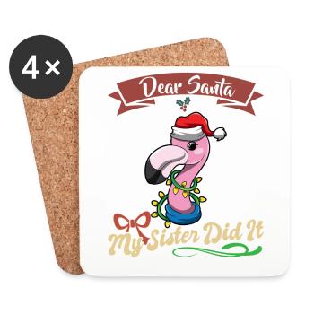 Cher Père Noël Ma sœur l’a fait frères et sœurs Noël - Dessous de verre (lot de 4) - blanc - Devant