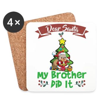 Dear Santa My Brother Did It Siblings Christmas - Coasters (set of 4) - white - Front